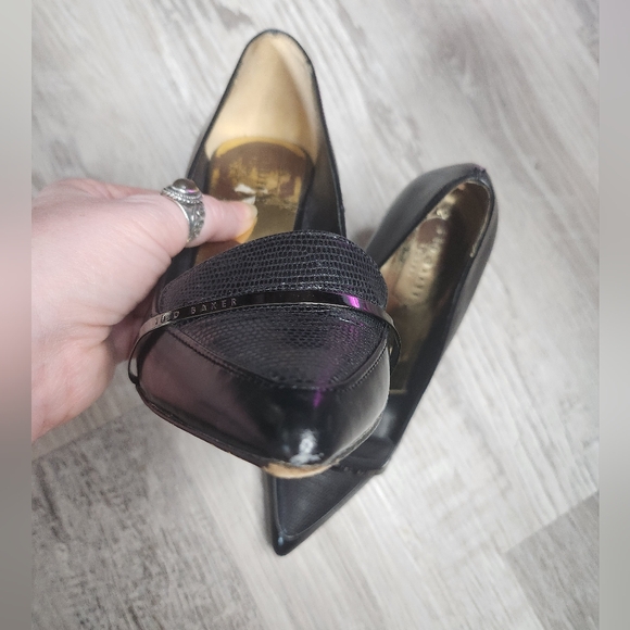 Ted Baker Black Leather Stiletto Heels with Pointed Toe Size 37 - Picture 5 of 12